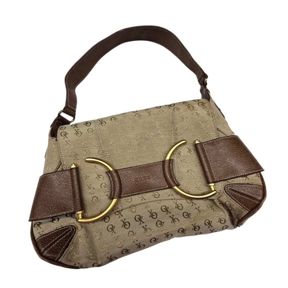 Vintage 90s Y2K Tan Signature XOXO Beige Monogram Shoulder Bag Purse Handbag